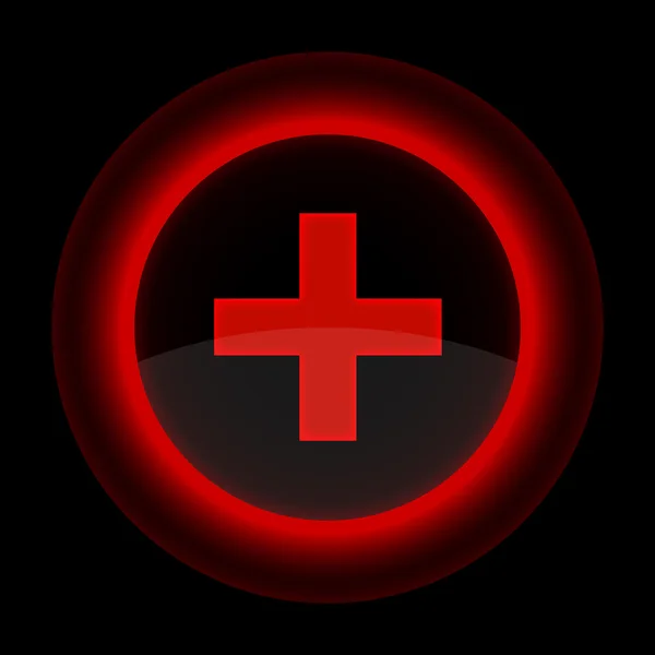Röd glansig webben knappen med tillägg tecken — Stock vektor