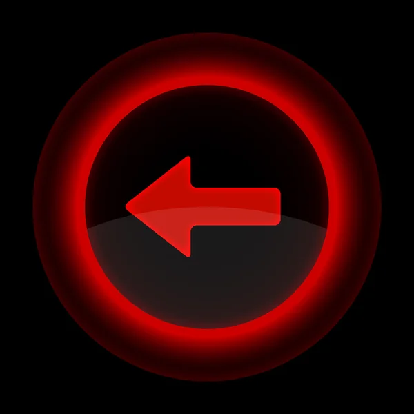 Röd glansig webben knappen med pil vänster skylt — Stock vektor