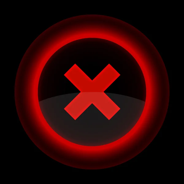 Botão vermelho brilhante web com sinal de exclusão — Vetor de Stock