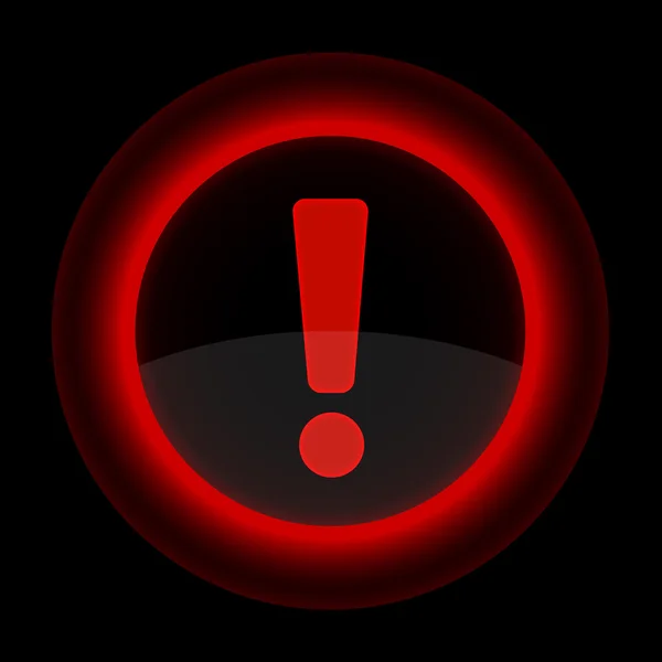 Dikkat uyarısı işaretli kırmızı parlak web düğmesi — Stok Vektör