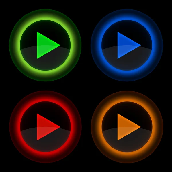 Jouer brillant boutons vectoriels web ronds — Image vectorielle