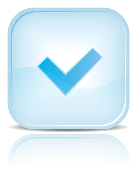 Botão azul web de água com sinal de marca de verificação . — Vetor de Stock