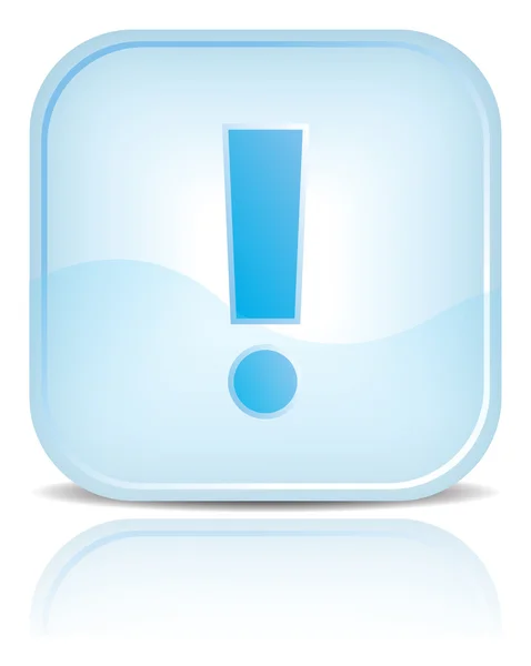Botão azul da correia fotorreceptora com símbolo do ponto de exclamação . — Vetor de Stock