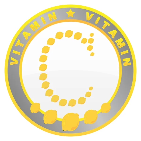 Vitamin C Etikett (Zitronenfrucht) — Stockvektor