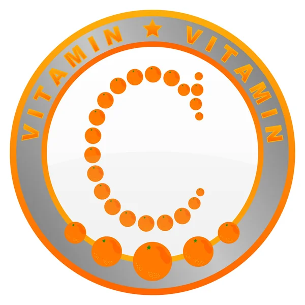 Vitamine C label (oranje vruchten) — Stockvector