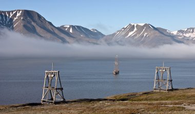 Historic Ship in Svalbard Fjord clipart