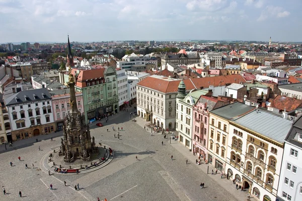 Die Säule der Heiligen Dreifaltigkeit in Olomouc (Luftaufnahme)) — Stockfoto