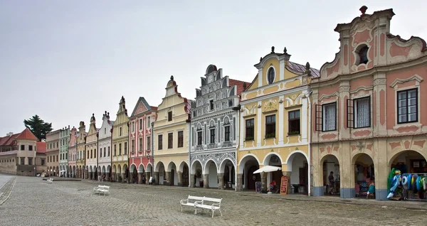 Telc - het centrale plein. Tsjechische Republiek — Stockfoto