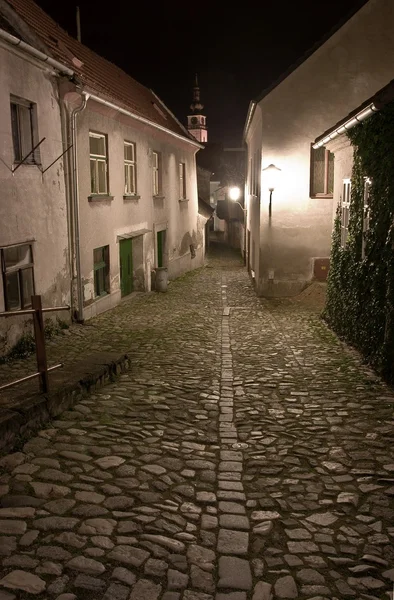 Miasto żydowskie w trebic w nocy (Morawy, Republika Czeska) — Zdjęcie stockowe