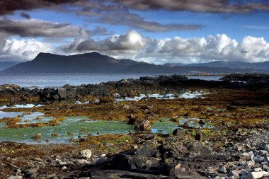 Rocky Seashore of Scotland in Stormy Weather clipart