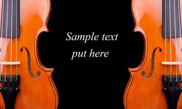 Violin form. utrymme för text isolerade på svart — Stockfoto