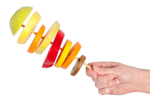 Mistura de frutas na mão — Fotografia de Stock
