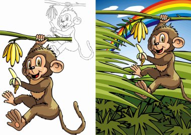 Monkey on a tree clipart