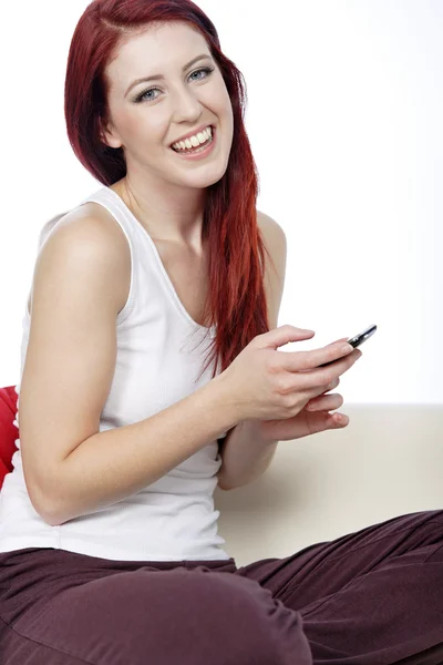 Young woman reading text — Stock Photo, Image