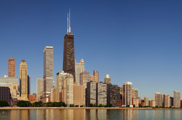 Image of the Chicago skyline in the morning light.