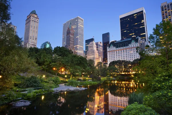 Central Park e horizonte de Manhattan . Fotos De Bancos De Imagens Sem Royalties