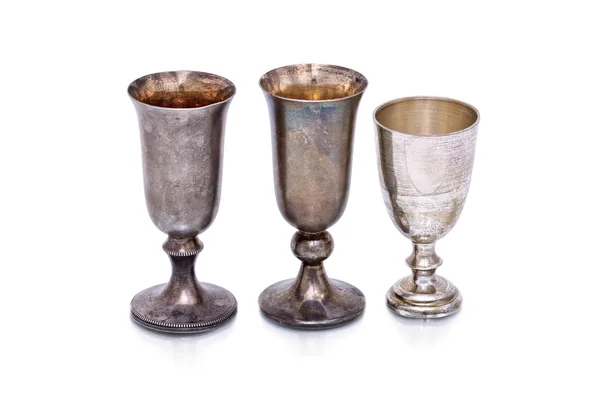 Stock image 3 vintage silver plated goblets