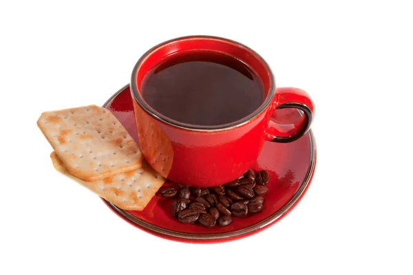 Coffee i röd kopp Stockbild