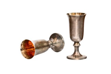 Two antique silver goblets clipart