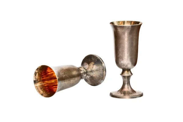 Two antique silver goblets — Stock Photo, Image