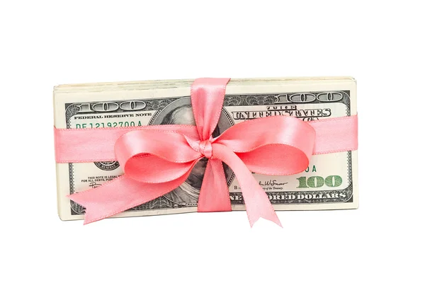 Доллары США с розовой лентой Лицензионные Стоковые Фото