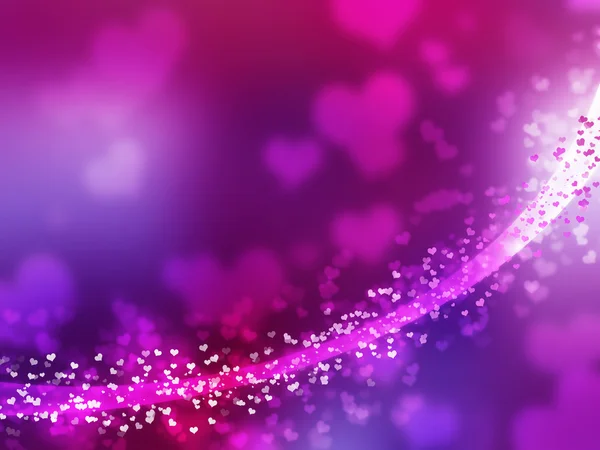 Străluciri violet înceţoşate şi linie strălucitoare. Forme de inimă . — Fotografie, imagine de stoc