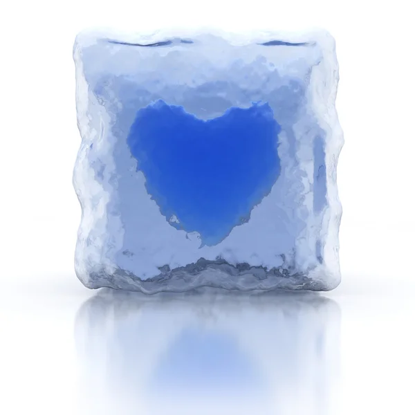 Blaues gefrorenes Herz — Stockfoto
