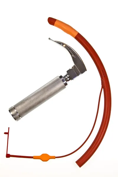Cuffed endotracheal tube and laryngoscope — Stock Photo, Image