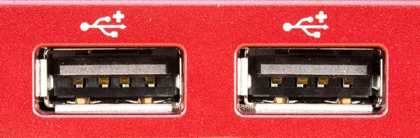 Макро двух портов USB — стоковое фото