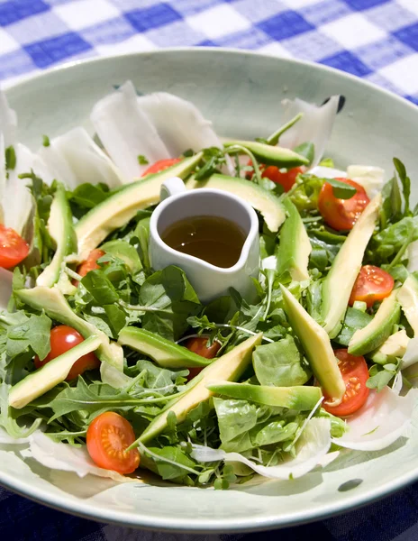 Mixed salad with oil dressing — Stock Photo, Image
