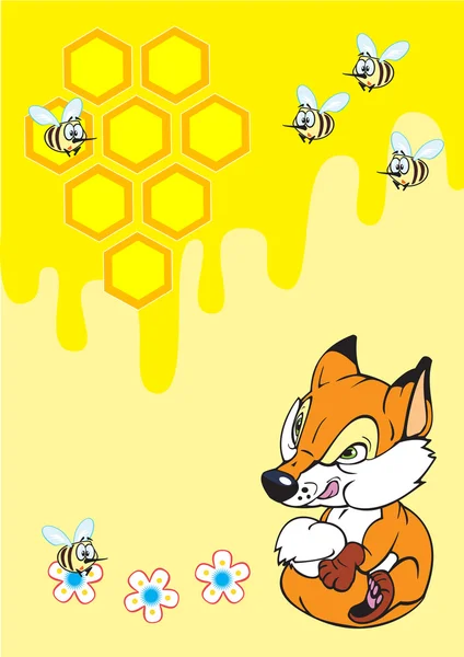 Lite räv och honung — Stock vektor