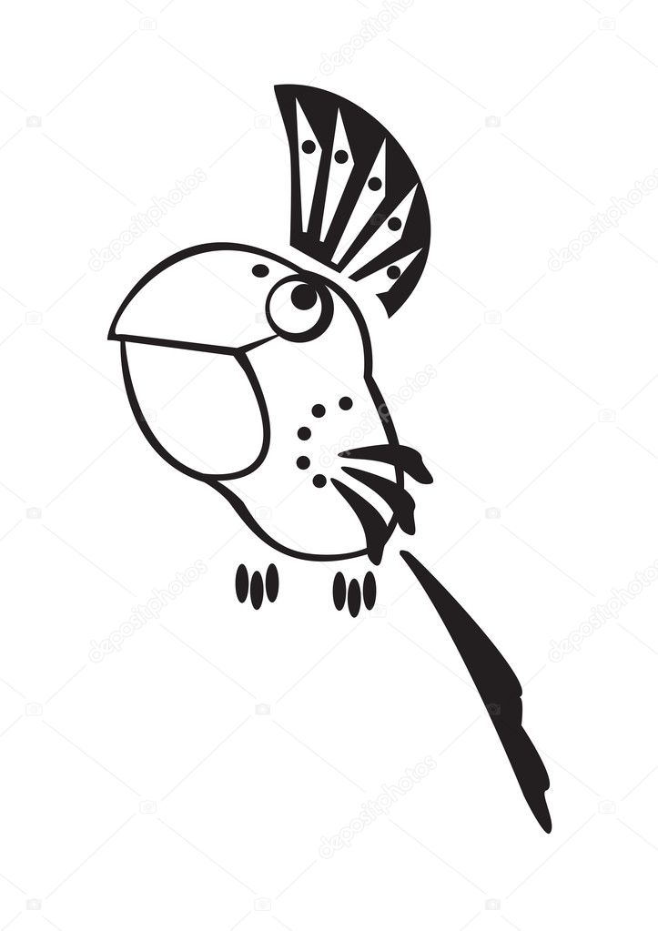 Stylized parrot black white