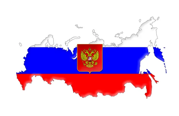 Russian Federation flag map — Stockfoto