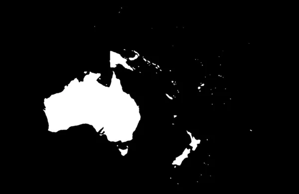 Oceania map on black — Stok fotoğraf