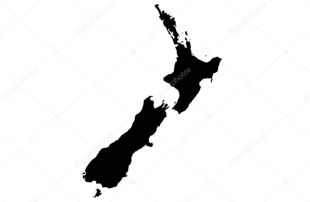New Zealand map on white