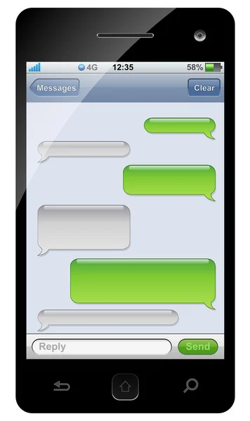 Smartphone sms chat mintadeszka-val másol hely. — Stock Vector