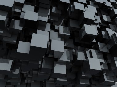 Black glossy cubes abstract background.