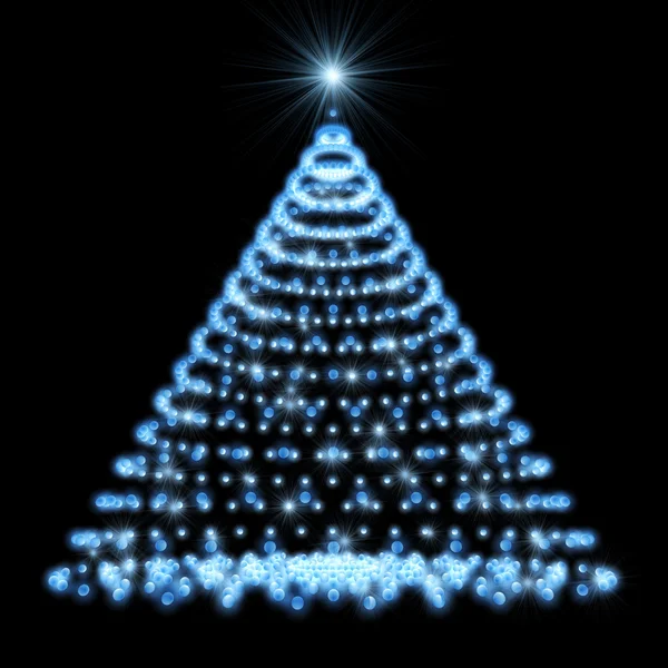 抽象的圣诞树所作的蓝灯 — 图库照片