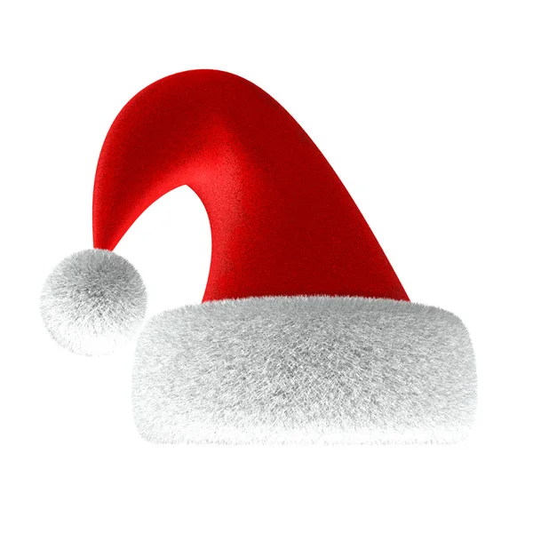 Rote Weihnachtsmütze isoliert auf weißem Hintergrund. — Stockfoto