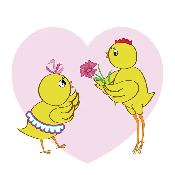 Chickens in love — Stock Vector