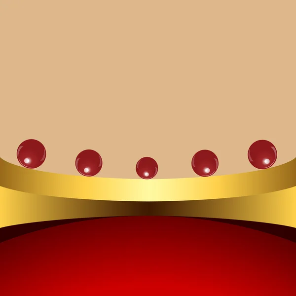 Boules rouges sur fond doré — Image vectorielle