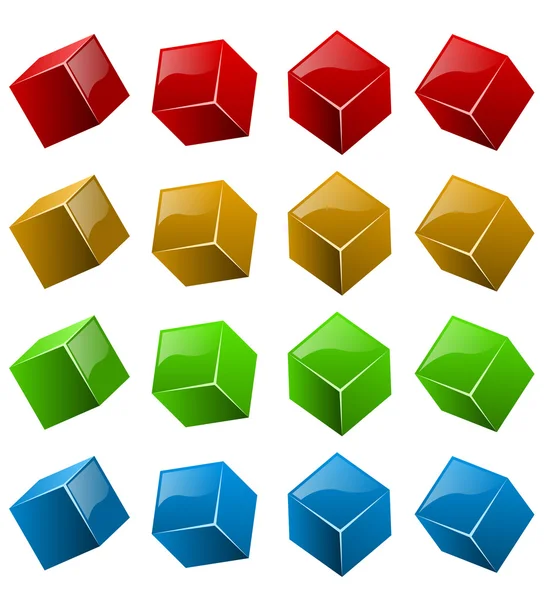 Kleur glanzend 3D-kubussen — Stockvector