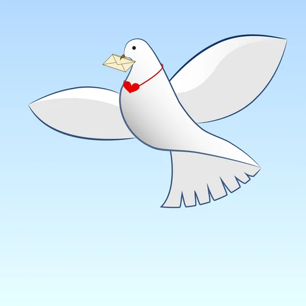 愛のメッセージを運ぶ鳩の描画. — ストックベクタ