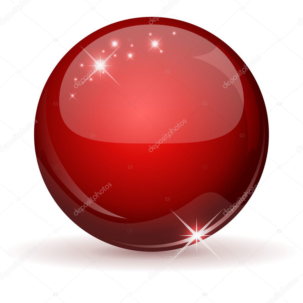 Red glossy sphere isolated on white.
