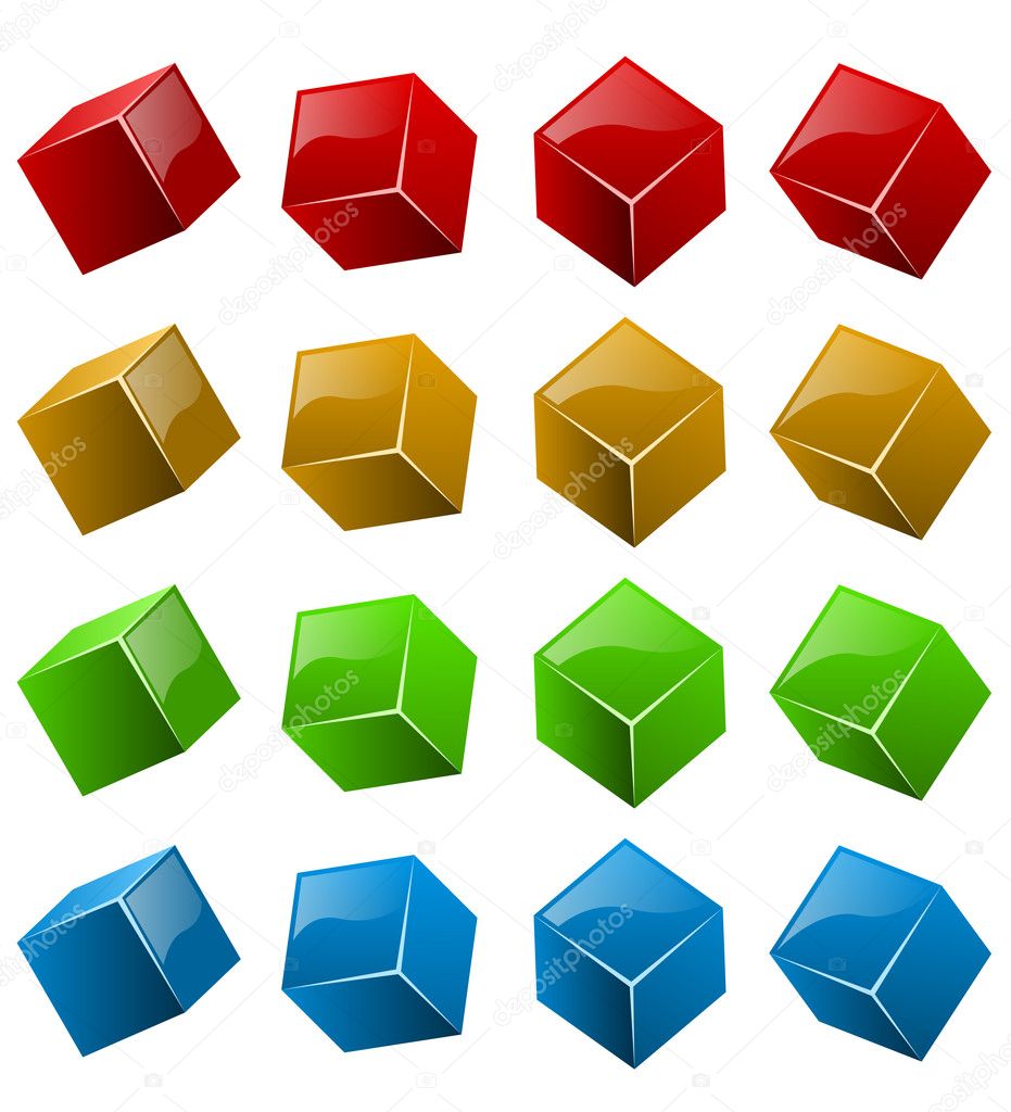 Color shiny 3D cubes