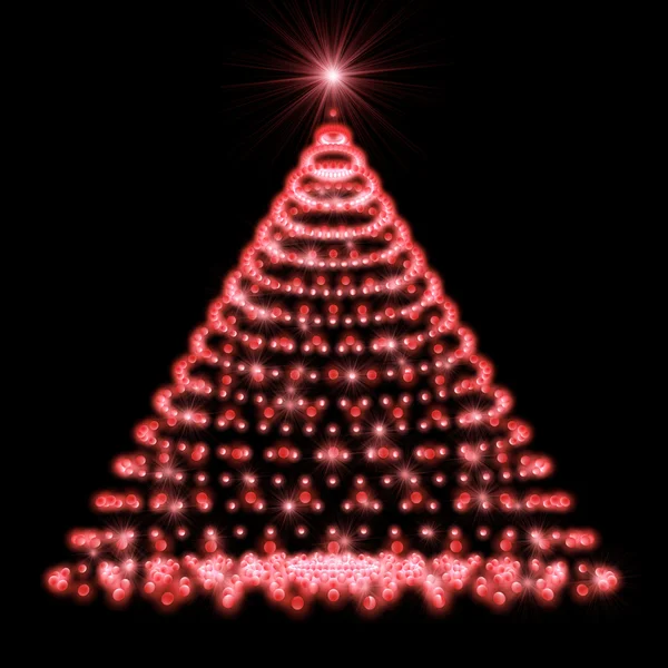 빨간 불빛의 추상 크리스마스 트리 — 스톡 사진