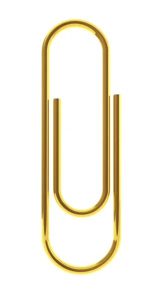 Golden paper clip isolated — Stock Photo, Image