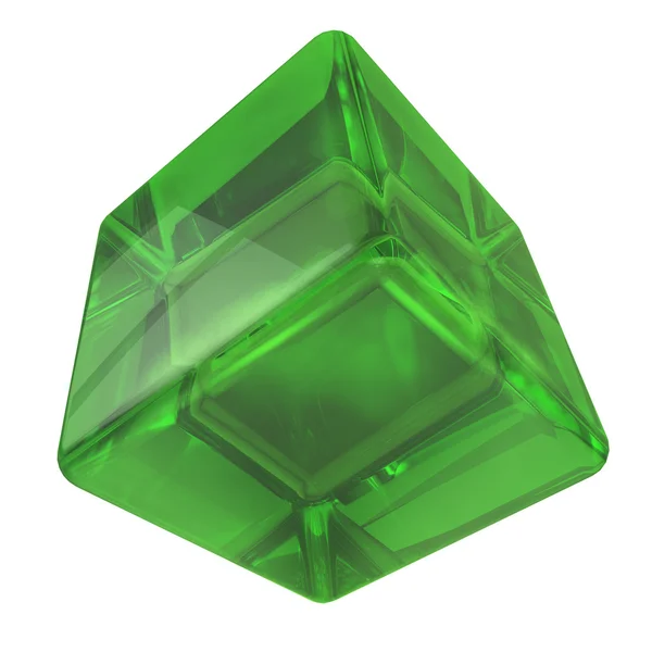 3D sześcian szkło zielone, zaokrąglone — Zdjęcie stockowe
