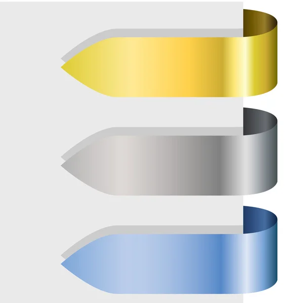Elemento de diseño de flechas de cinta metálica en blanco . — Archivo Imágenes Vectoriales
