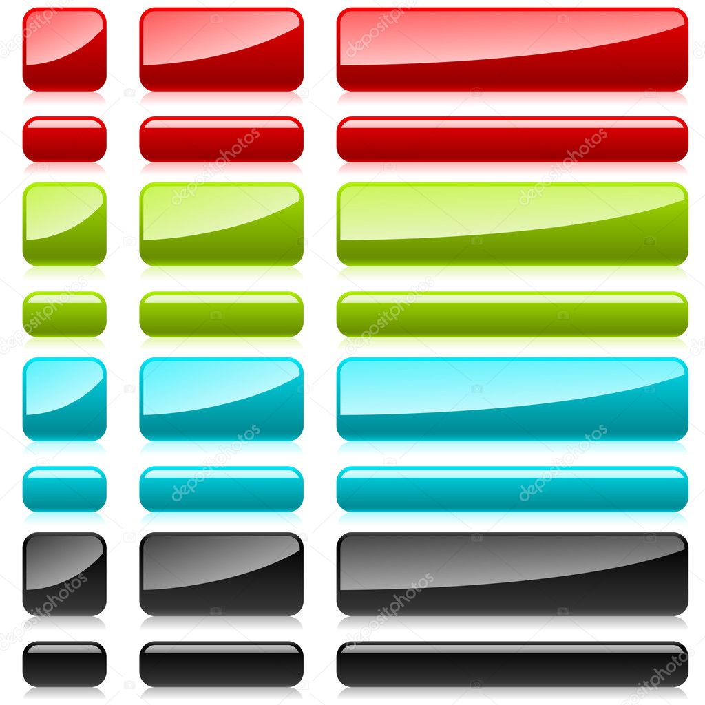 Color plastic rectangular buttons for web design.